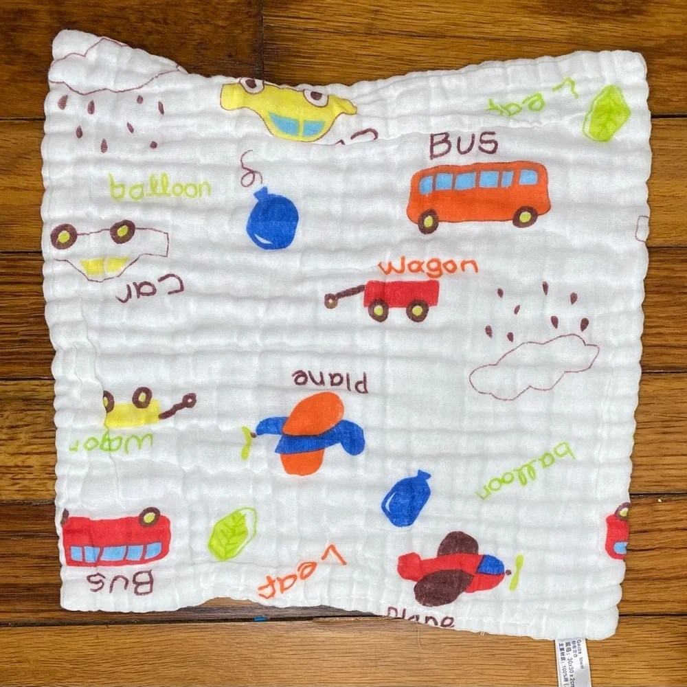 Colorful Dinosaur and Vehicle Print Baby Burp Cloths NEW pack of 8